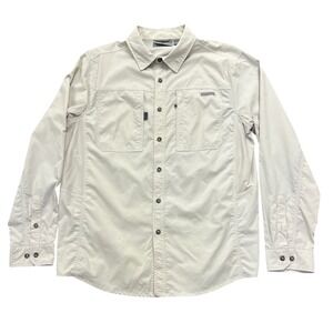 Rugged Elements‎ Boys Long Sleeve Button Up Shirt Size L Tan Outdoor Adventure